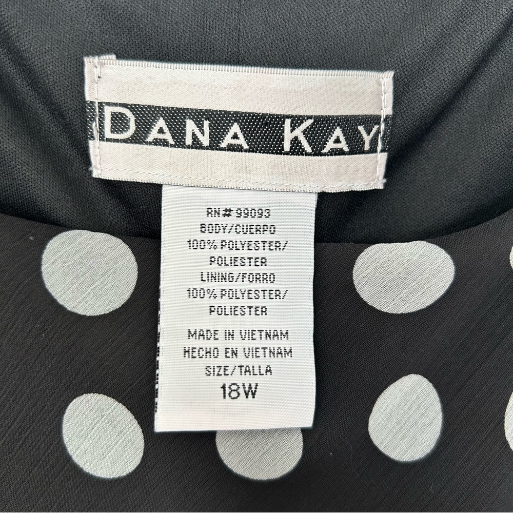 DANA KAY Women’s Sleeveless Maxi Dress Black White PolkaDot Chiffon Overlay 18W - Picture 7 of 12